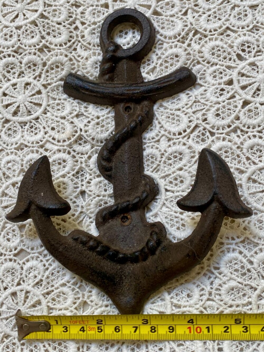 Heavy-Duty Cast Iron Anchor Wall Decor, Nautical Coastal Style - Picture 3 of 5